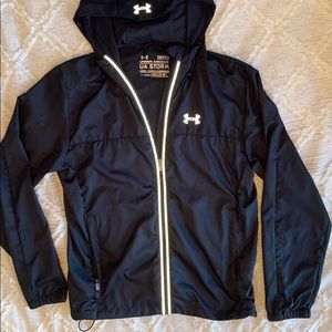 Zip up windbreaker w/ hood & adjustable waistband